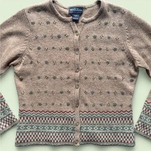 Woolrich Women's Beige Cardigan with floral design size small